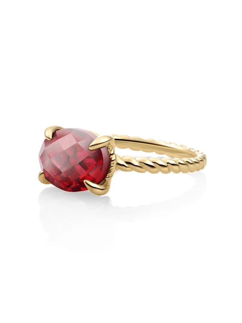 Twist Ring Ruby Quartz 9K Goud