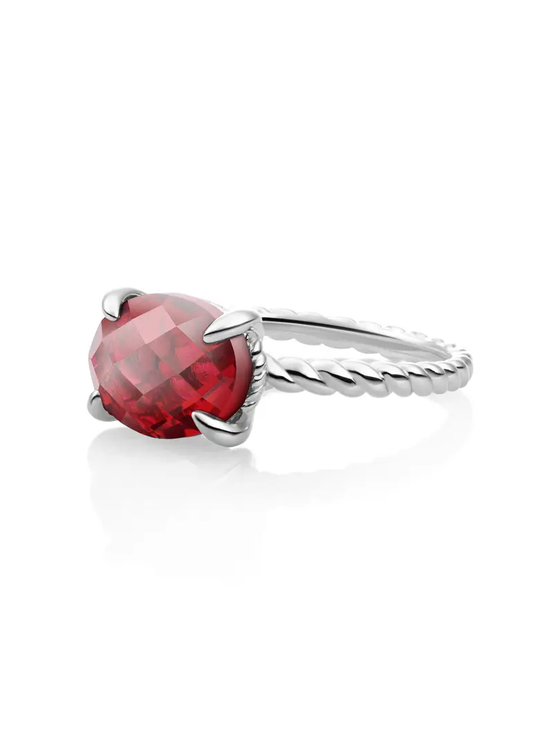 Twist Ring Ruby Quartz Zilver