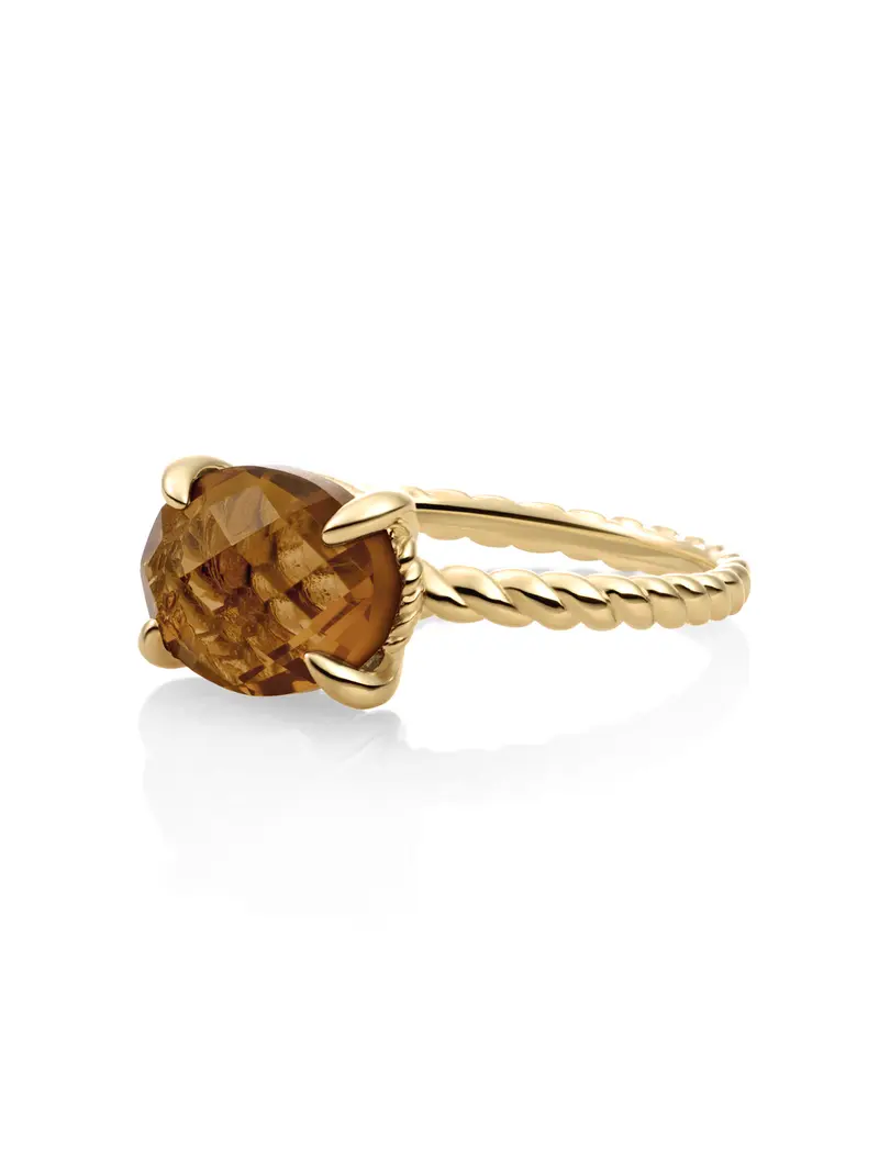 Twist Ring Smoky Quartz 9K Goud