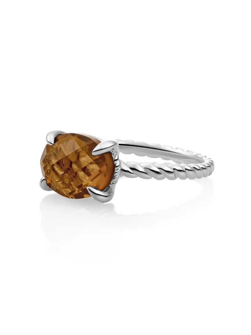 Twist Ring Smoky Quartz Zilver