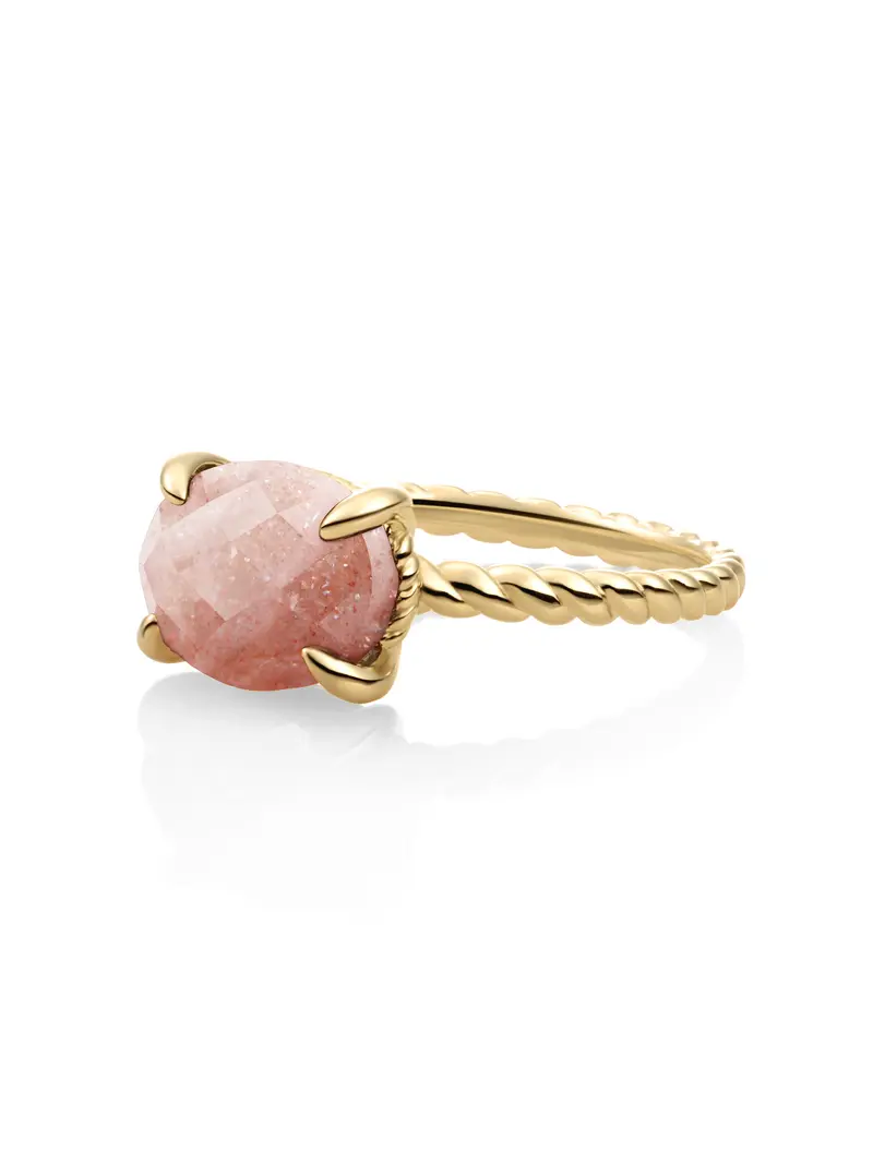 Twist Ring Sunstone 9K Goud
