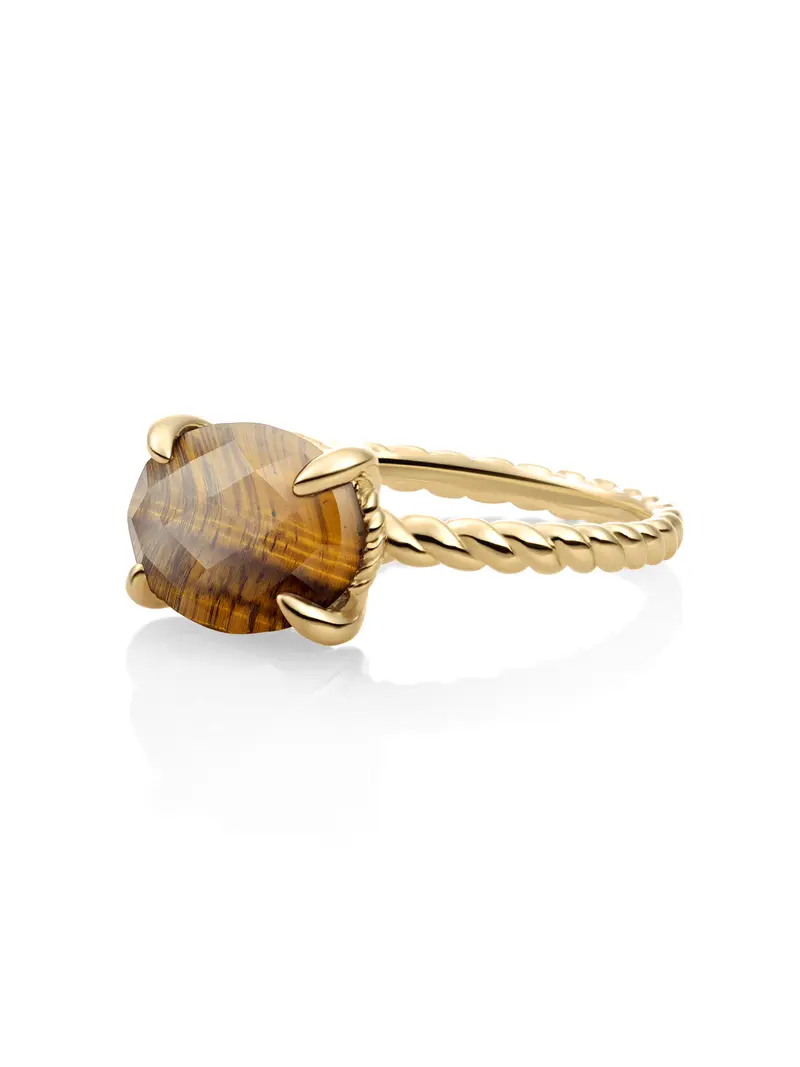 Twist Ring Tiger Eye 9K Goud