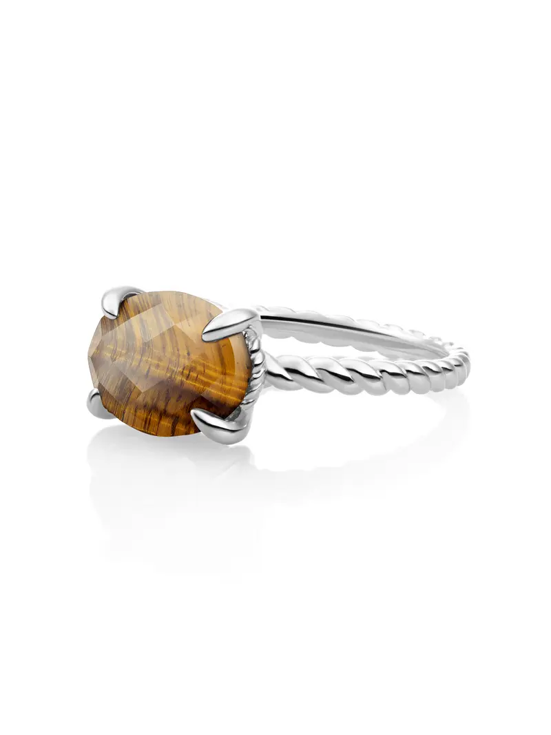 Twist Ring Tiger Eye Zilver