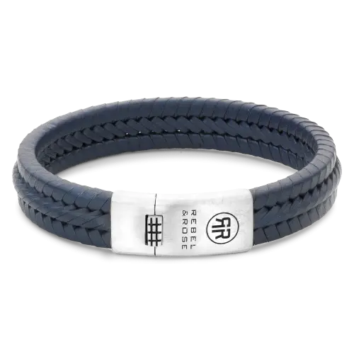 Twisted 925 Navy - Leren Heren Armband