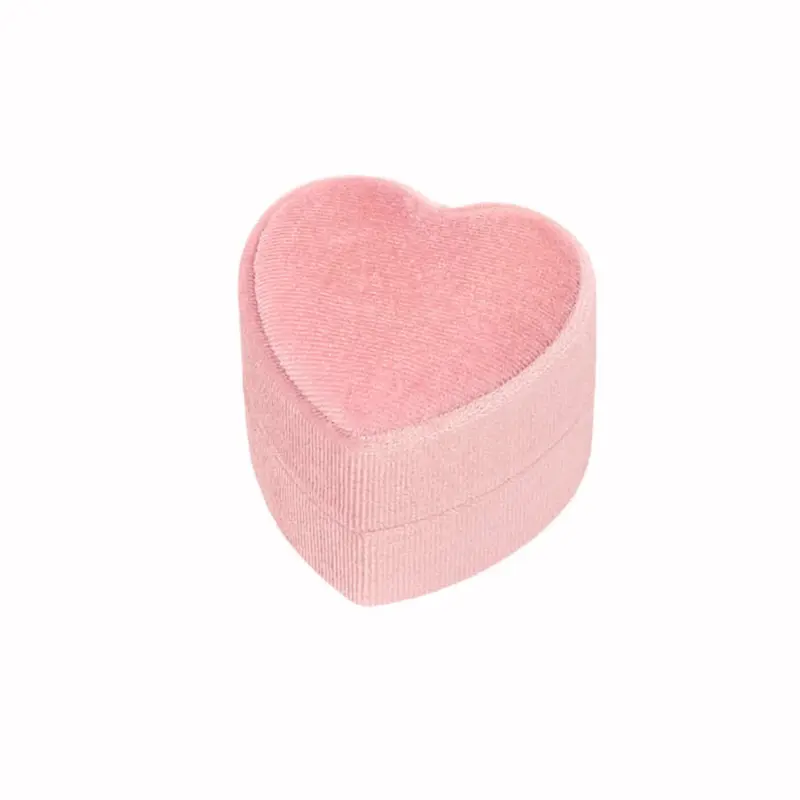 Velvet ringdoosje hart roze