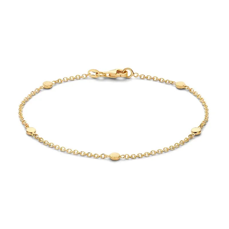 Verfijnde Geelgouden Armband met Luxe Elementen, 14 Karaat, 2,5 gr, 19 cm