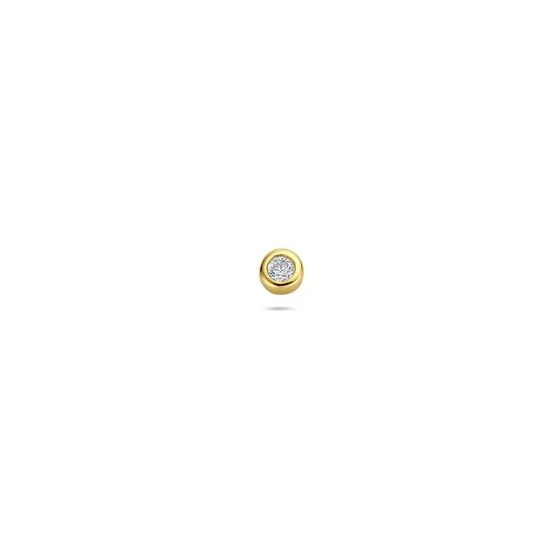 Verguld 925 zilveren flat back piercing met ronde zirkonia