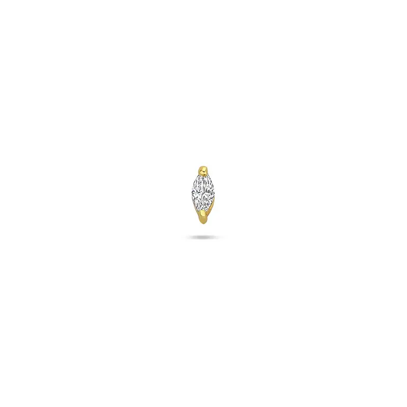 Verguld 925 zilveren flat back piercing met zirkonia