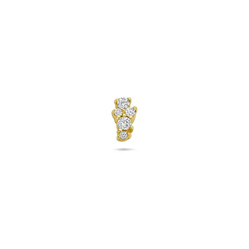 Verguld 925 zilveren flat back piercing met zirkonia