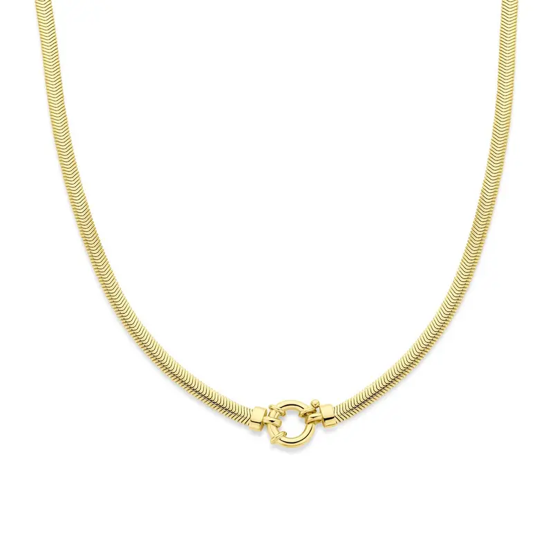 Verguld 925 zilveren ketting slang plat