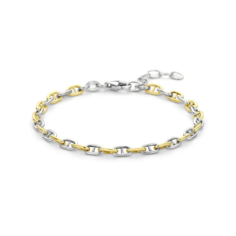 Verguld en gerhodineerd 925 zilveren marine armband