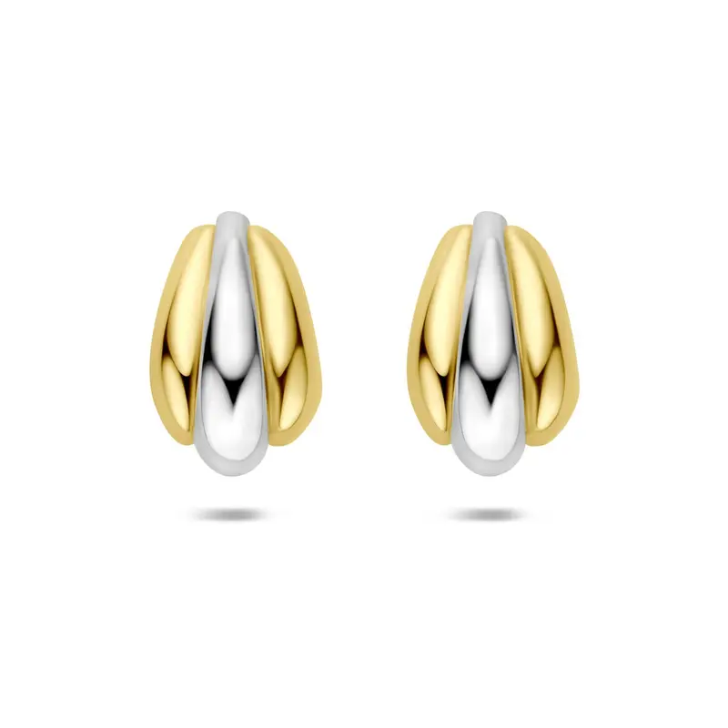 Verguld en Gerhodineerd 925 Zilveren Stekeroorbellen 16,5 x 10 mm