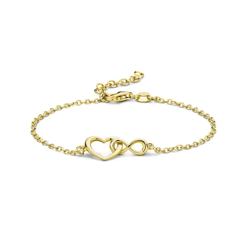Verguld Zilveren Armband met Hart en Infinity – 16-19 cm