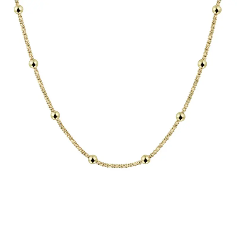 Verguld Zilveren Collier met Bolletjes – 3 mm