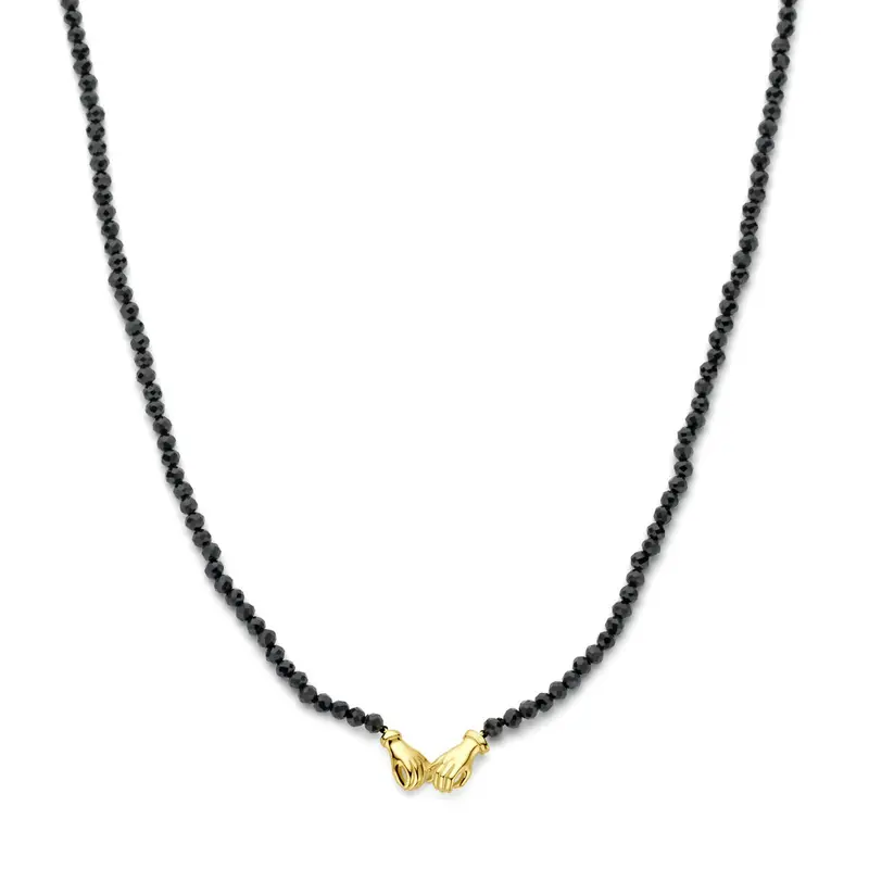 Verguld zilveren collier met onyx – 925 zilver