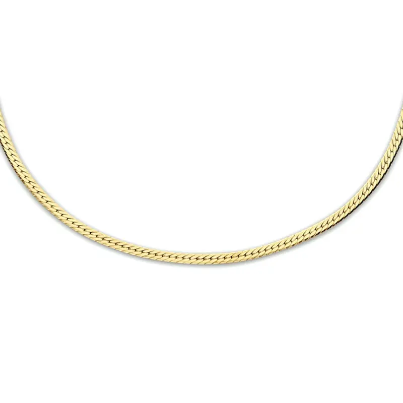 Verguld Zilveren Collier met Platte Slangschakel