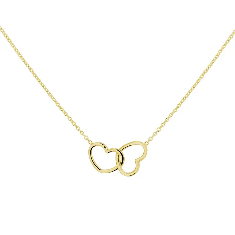 Verguld Zilveren Collier met Twee Hartjes