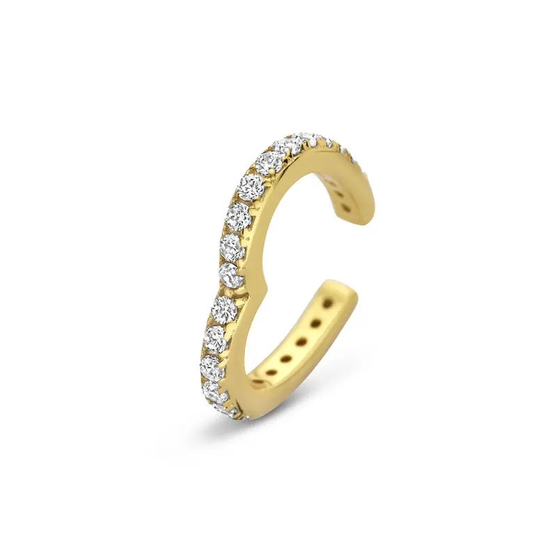 Verguld zilveren ear cuff hartje met zirkonia – romantisch accent zonder piercing