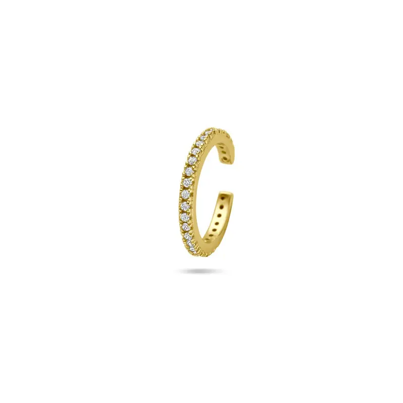 Verguld zilveren ear cuff met zirkonia – 925 zilver, 14x1.5 mm
