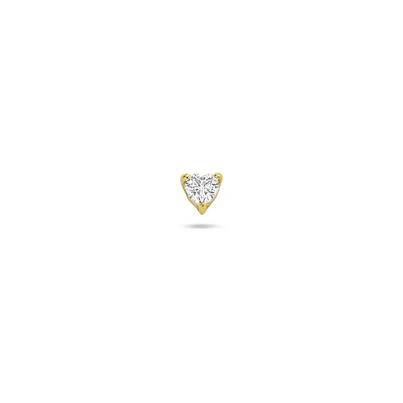 Verguld zilveren flat back piercing hartje met zirkonia – 925 zilver