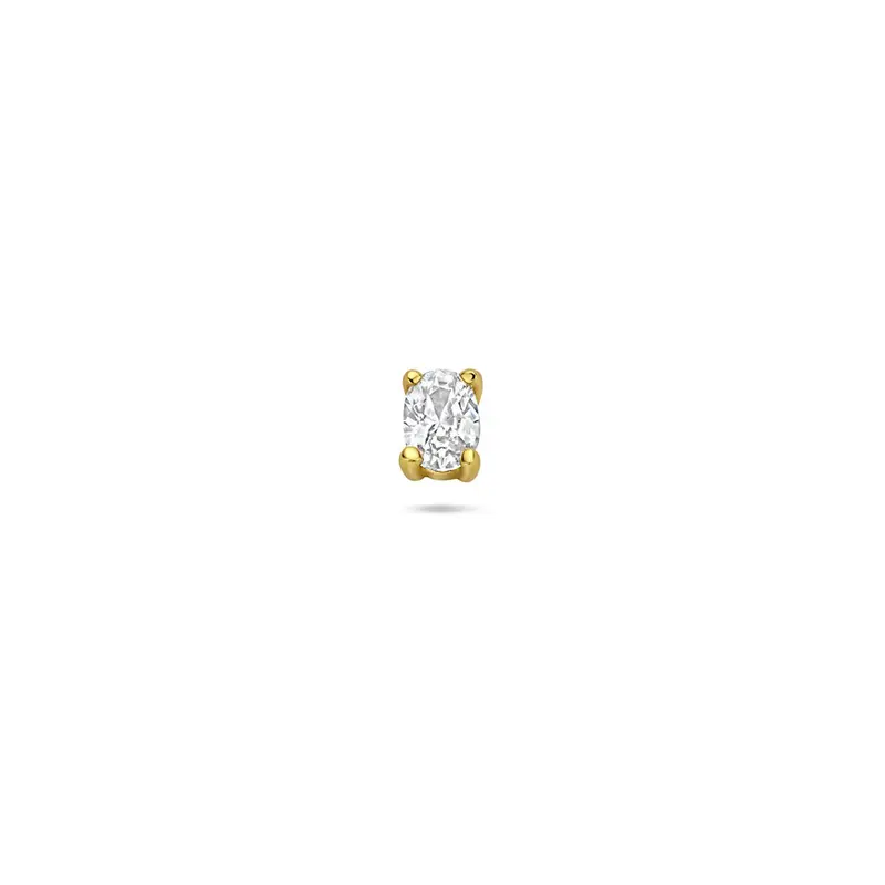 Verguld zilveren flat back piercing met ovale zirkonia – 925 zilver