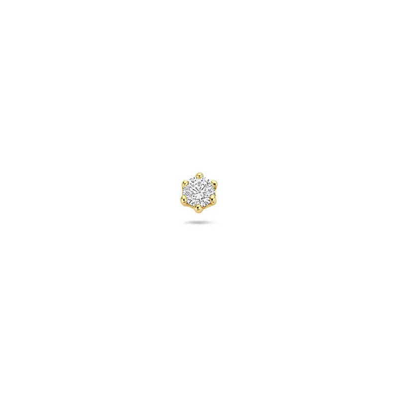 Verguld zilveren flat back piercing met zirkonia 3,5 mm