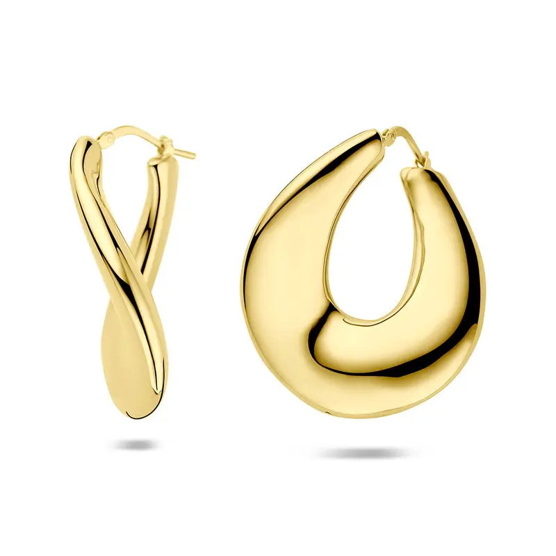 Verguld zilveren oorringen 37,5 mm – elegante statement in goudkleur