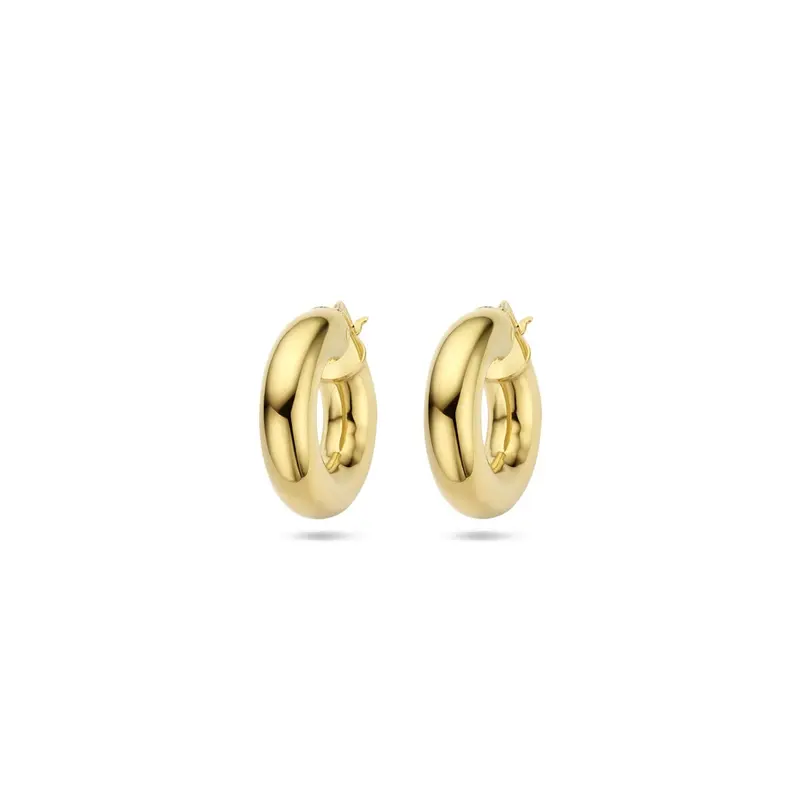 Verguld zilveren oorringen met ronde buis 6mm