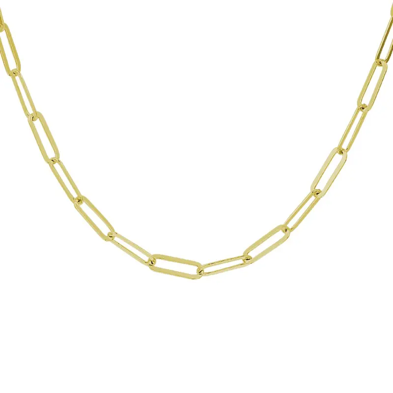Verguld zilveren paperclip collier dames – geelgoud op 925 zilver, 41–45 cm