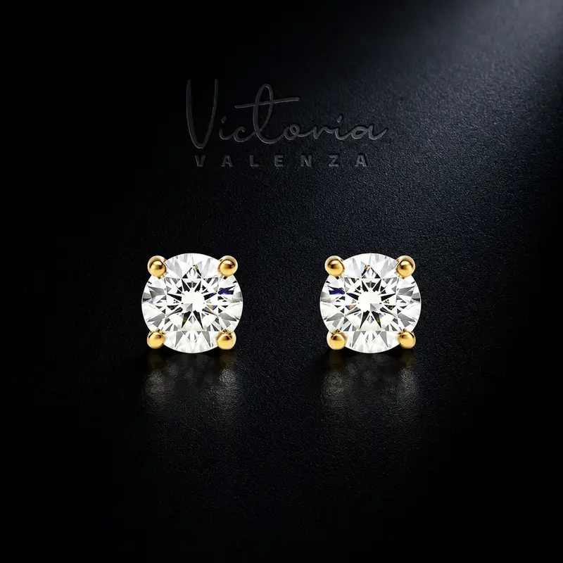 Vergulde 925 Sterling Zilveren Solitair Oorbellen met Zirkonia Stenen