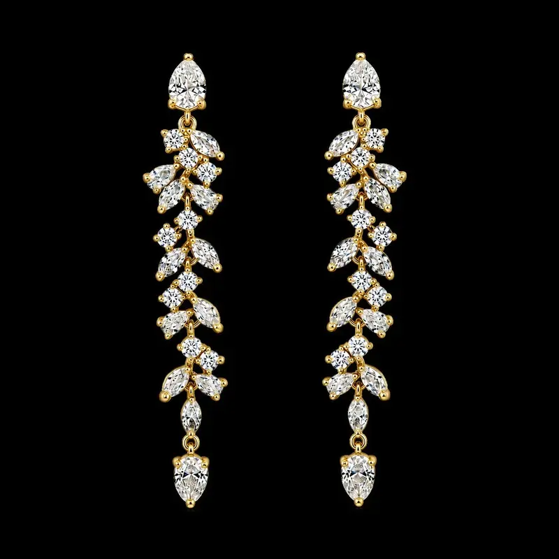 Vergulde Fiore d'Oro oorbellen met zirkonia stenen