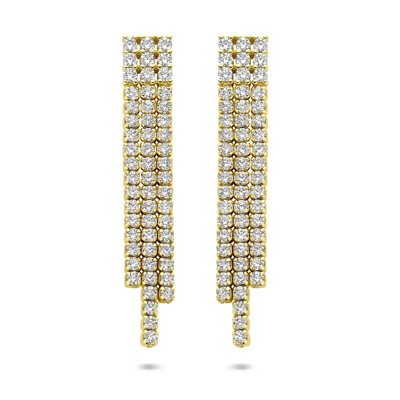 Vergulde oorhangers met zirkonia – entourage zetting 36 mm