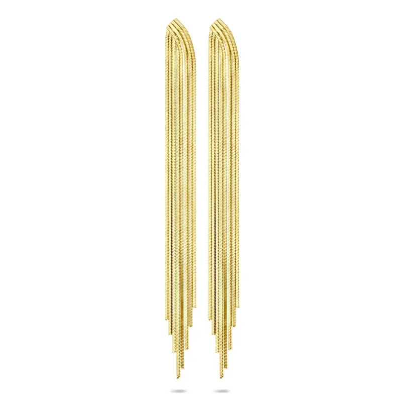 Vergulde zilveren oorhangers – geelgoud op 925 zilver, 95 mm lang