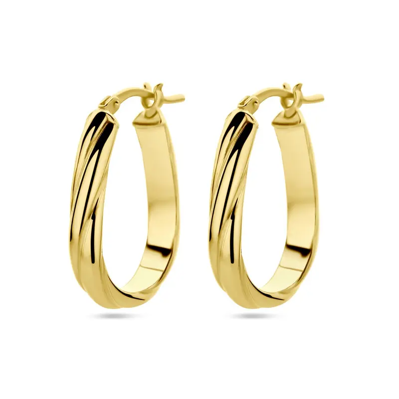 Vergulde zilveren oorringen dames – geelgoud op 925 zilver, gedraaid design 24 mm