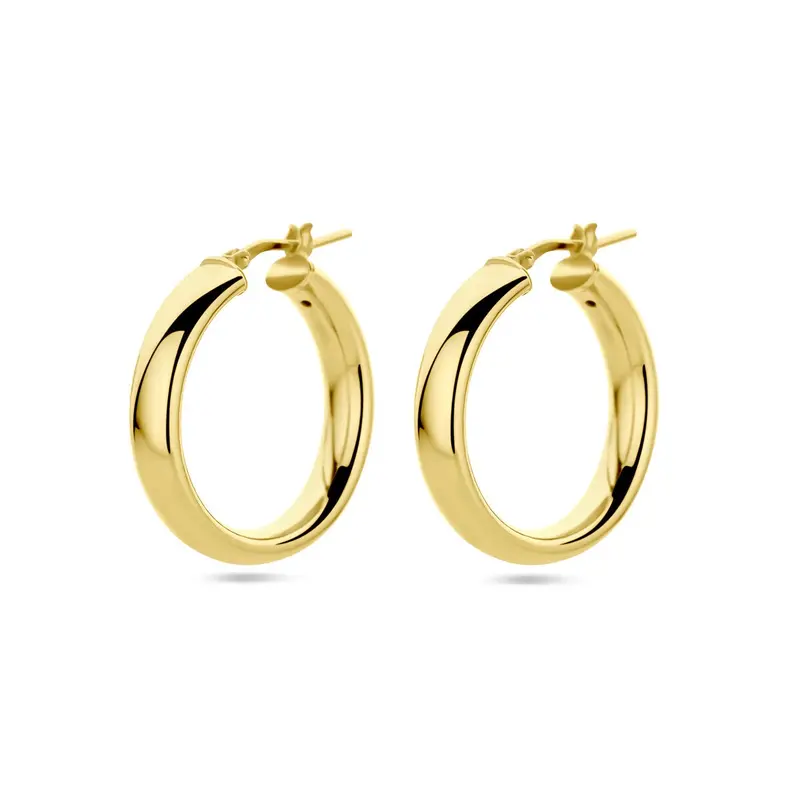 Vergulde zilveren oorringen dames – geelgoud op 925 zilver, half-rond 26 mm