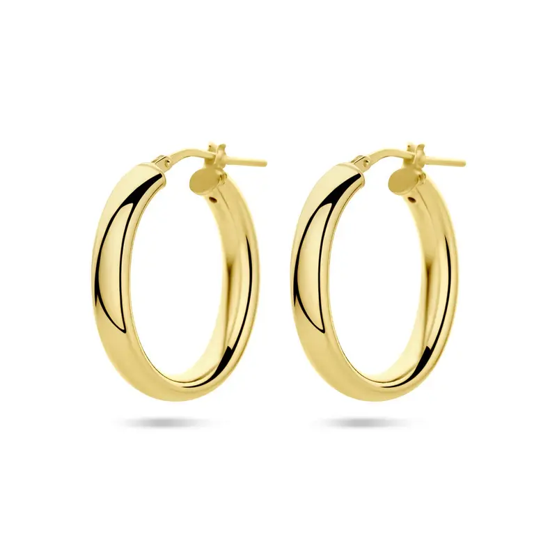 Vergulde zilveren oorringen dames – geelgoud op 925 zilver, half-rond 27,5 mm