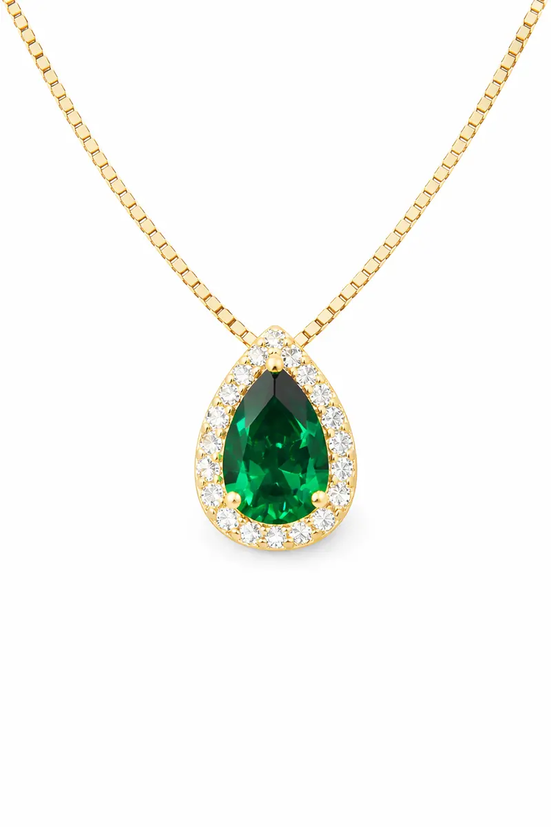 VerOna Smaragd Druppel Ketting