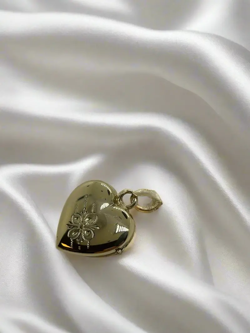 vintage gouden medallion hartje 14k bloem 3.4gr