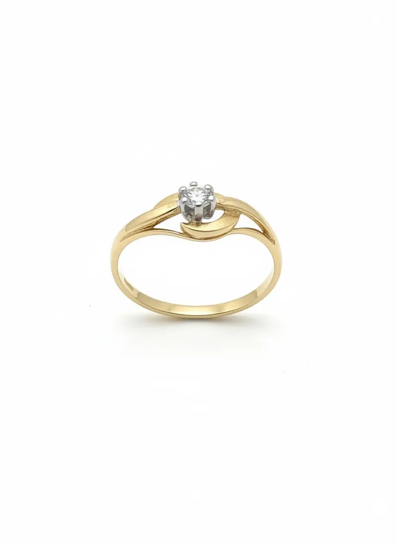 vintage gouden ring 14k zirkonia gematteerd 1.6gr