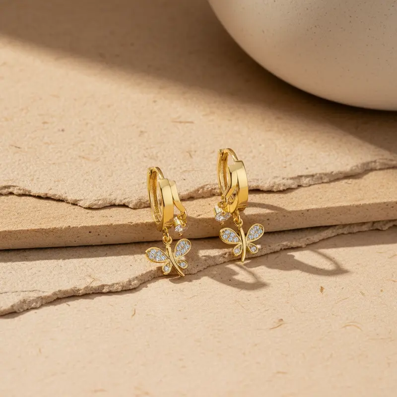 Vlinder Oorbellen met Solitair | 925 Zilver