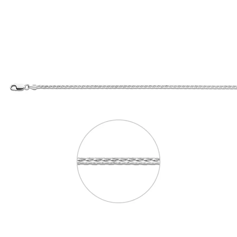 Vossestaart 2,0 mm zilver gerhodineerd