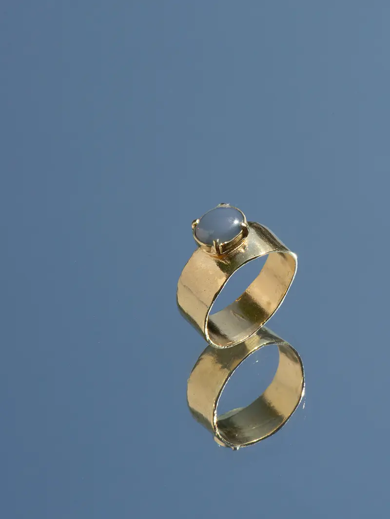 Wild fire - Milky Blue Opal | Gold Plated Silver