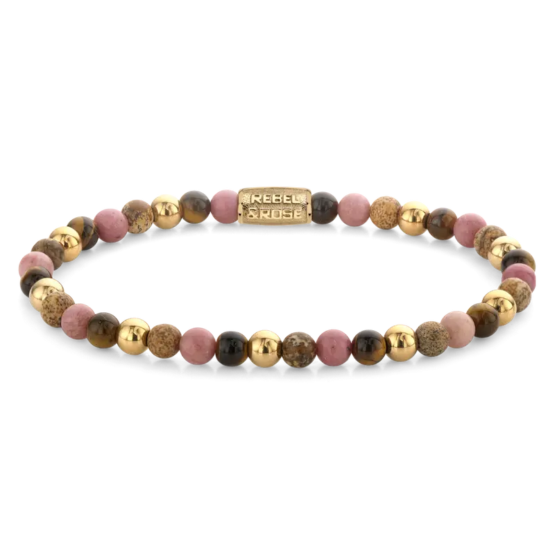Winter Glow - 18 ct yellow gold ionplated - 4mm - Kralen Armband Dames