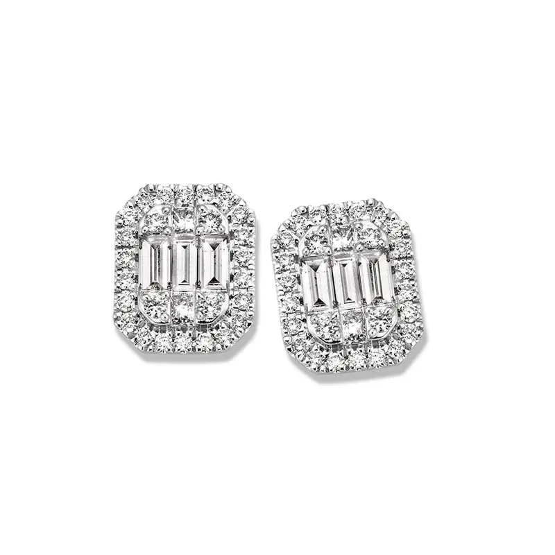 Witgouden Oorstekers met Baguette Diamanten – 14K Oorbellen voor Dames, 0.80 crt Diamant