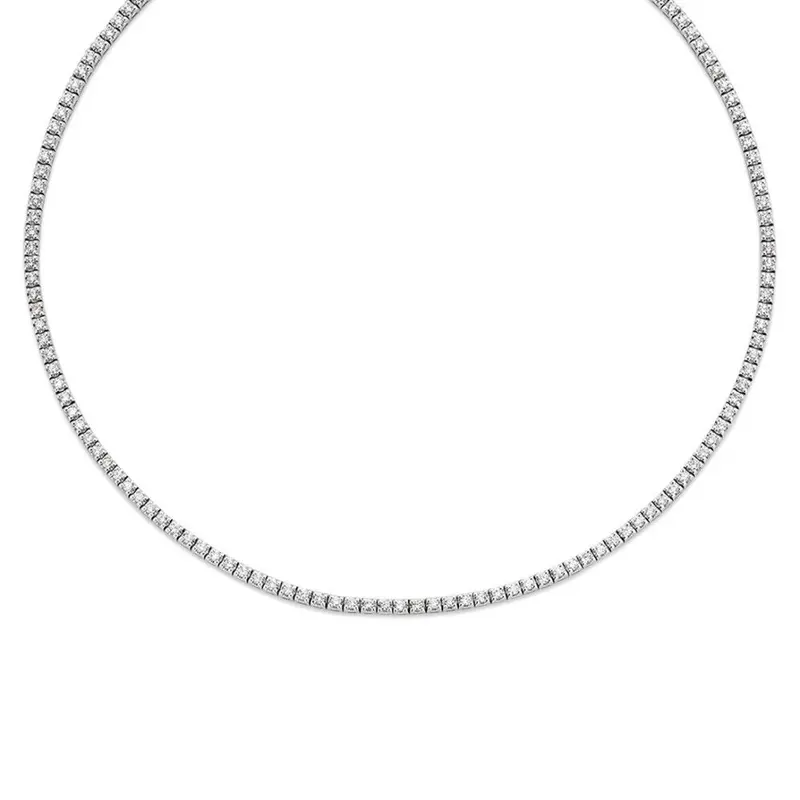 Witgouden tenniscollier met 131 diamanten (4,55 crt) in chatonzetting - 14 karaat