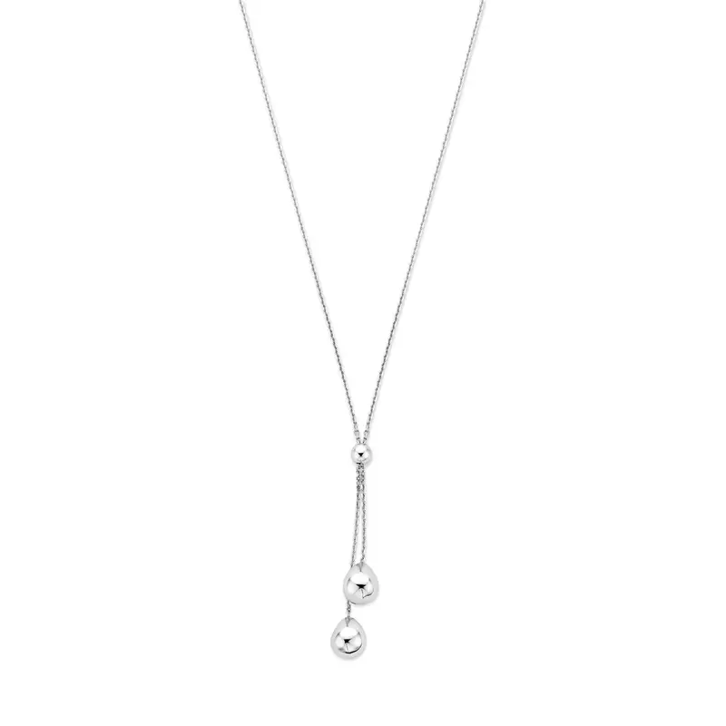 Y-collier bolletjes 70 cm zilver gerhodineerd