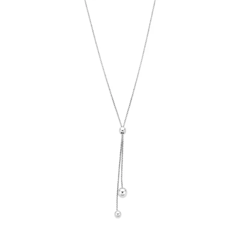 Y-collier bolletjes 76 cm zilver gerhodineerd