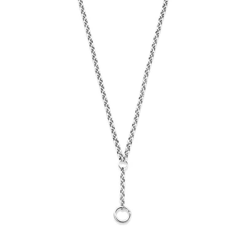 Y-collier connector 46 cm zilver gerhodineerd