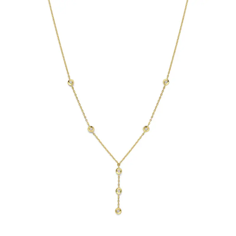 Y-collier diamant 0.21ct h si 14K geelgoud 40 + 2 + 2 cm