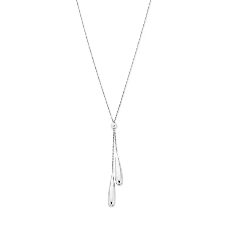 Y-collier druppels 70 cm zilver gerhodineerd